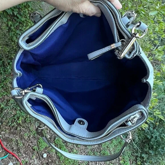 COACH Shoulder Bag Tote Satchel Carryall Women’s Light Blue w Silver Hardware - Picture 9 of 13